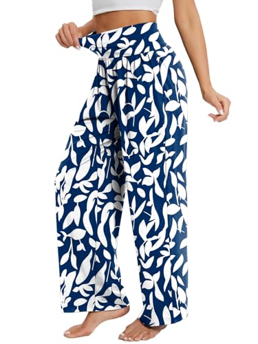 Image of Gracyoga Wide Leg Yoga Pants for Women Casual Loose Cozy Sweatpants High Waisted Lounge Pajama Flowy Pants With Pockets