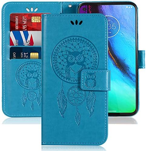 sidande Case for Moto G Stylus 2020, Motorola G Stylus Wallet Case with Card Holder, [Wrist Strap] Owl Premium PU Leather Flip Phone Case Cover for Motorola Moto G Stylus (Blue)