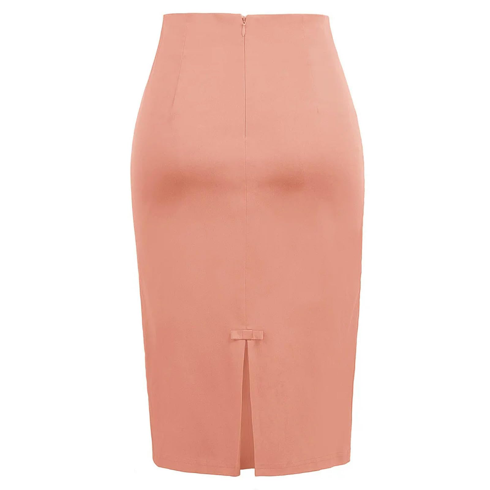 Gonne da Donna Decorate con Fianchi avvolti Gonne estive a Tubino Stile Abbigliamento da Lavoro in Ufficio-Rosso-XXL