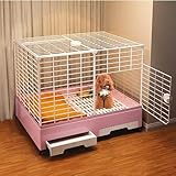 Dog Crate, Metal Puppy Cage with Wheels, 2 Lockable Doors & Slide-Out Tray, Indoor Pet Kennel for Small to Medium Size Dogs Cats Training,Pink