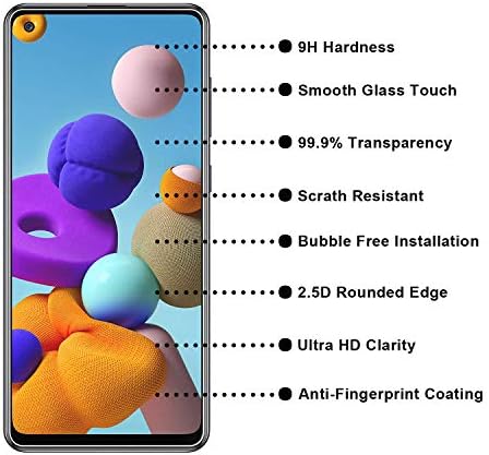 RBEIK Samsung Galaxy A21s Screen Protector Glass - [3 Pack] Premium 9H Hardness Anti-Scratch Tempered Glass Screen Protector for Samsung Galaxy A21s