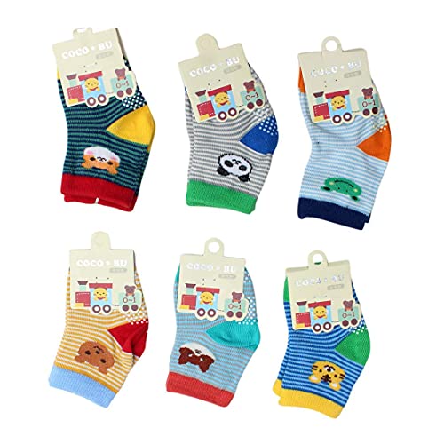 Image of CUTEABLY Baby Boys And Girls Regular Anti-Skid Cotton Blend Socks (Pack of 6, Assorted)