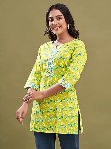 Image of feranoid Women Cotton Printed Short Kurti | Short Kurti for Women | Printed Cotton Kurti