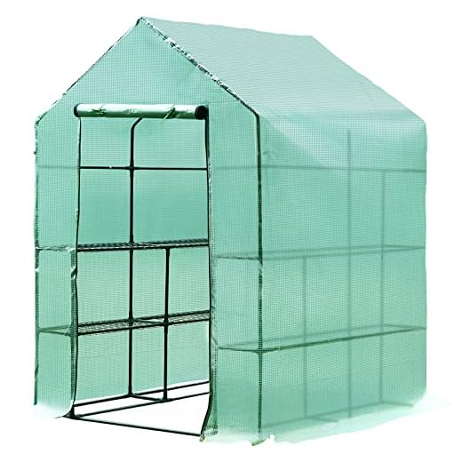 Outsunny Invernadero de Jardín Vivero Casero Plantas con 3 Pisos 143x143x195cm Marco Acero Jardinería Invernadero Verde