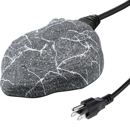 Saillong Bird Bath Deicer Heated Rock, 80W Submersible Utility Decorative De Icer, Thermostatic Controlled Winter Water Heater with Aluminum Base for Outdoor Bird, Chicken, Duck(1 Pack,Gray)