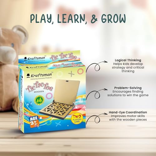 Image of Braintastic Wooden Jigsaw Puzzle Travel Board Game Learning & Creative Educational Intelligence Brain Games Sorting Puzzle Toys for Kids (TIC TAC PO1)