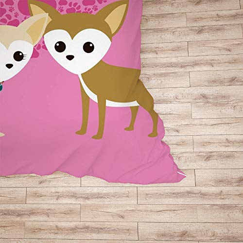 Parure de lit 3 pièces imprimée Deux Chiens pour lit double en polyester doux