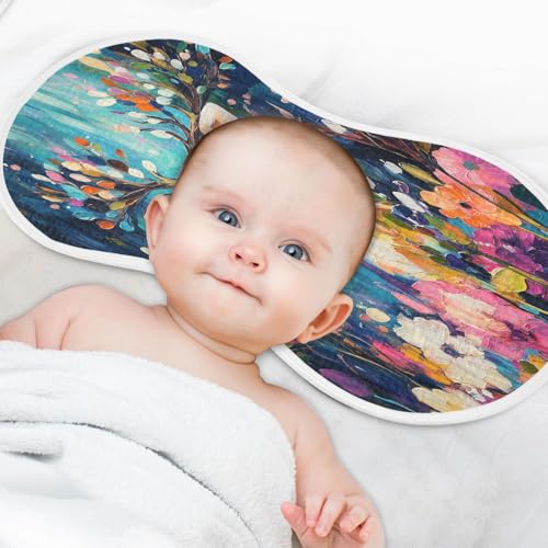 Floral Deer Painting Teal Baby Burp Cloths Soft Burp Cloth Burp Rags Cotton Burp Clothes Absorbent Muslin Burp Cloths for Unisex Boy Newborn Girl 1 Pack 22x11 Inches4