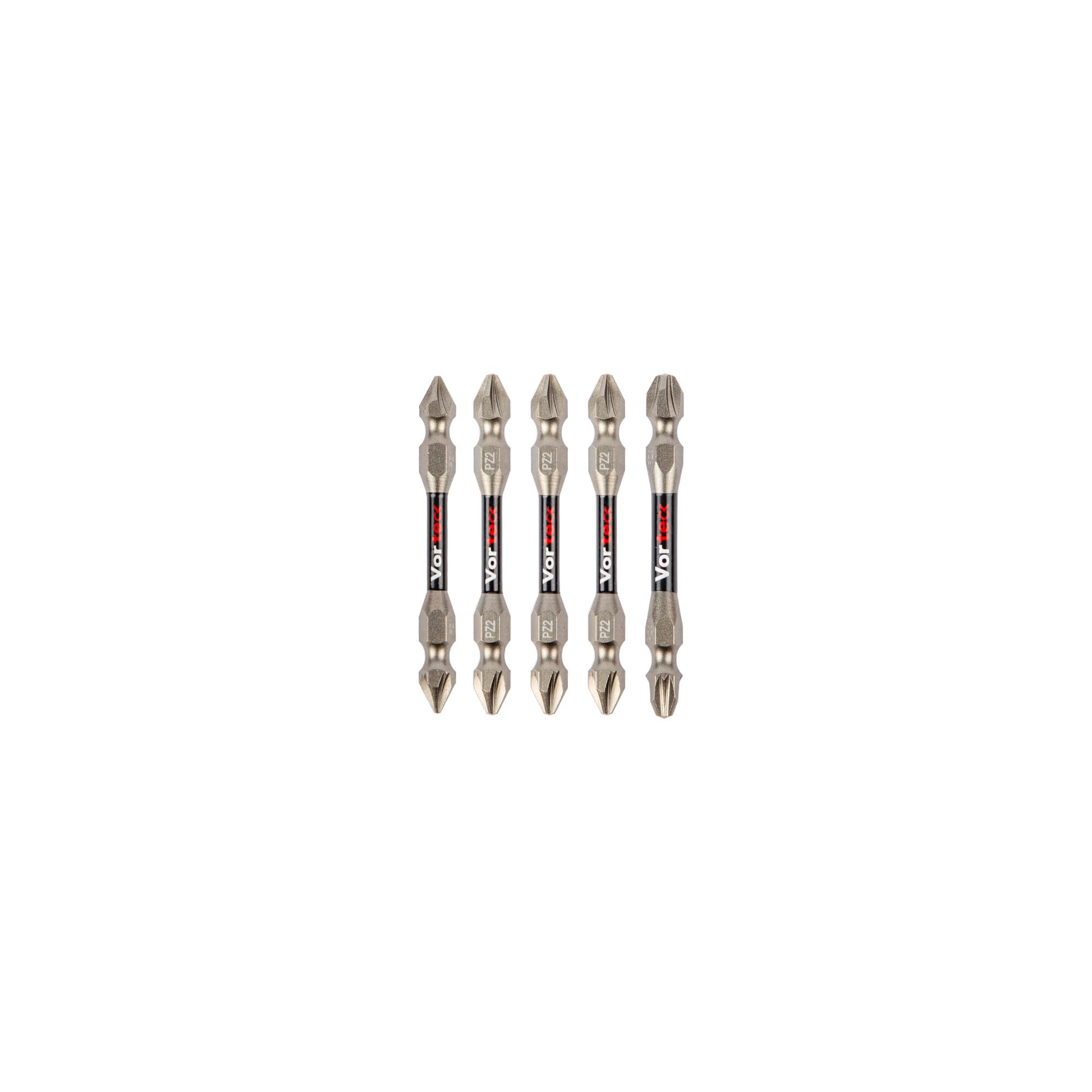 C.K Tools Vorteck Double Ended Impact Screwdriver Bits PZ Mix, 65 mm Pozidriv Bit Set for Impact Drivers, 1/4 inch Hex Quick Lock Shank, Magnetic Torsion Zone, Pack of 5 CK T4481 DEPZML06D5
