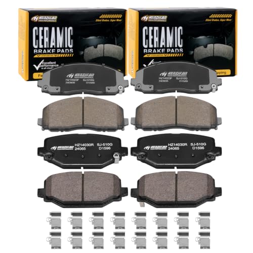Image of Ceramic Front and Rear Brake Pads Set Compatible with 2012-16 Chrysler Town&Country;2012-20 Dodge Grand Caravan /Journey;2012-15 Ram C /V;2012 Volkswagen Routan;2014 Routan SE /SEL Premium (D1589+D1596)