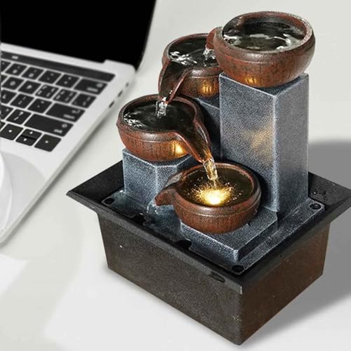 Fuente de cascada para mesa interior con luces LED y 4 niveles 6
