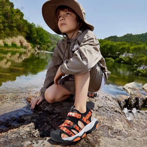 Image of JMFCHI Boys Girls Kids Closed Toe Sports Sandals Summer Water Shoes | Little /Big Kid,Comfortable lightweight,Non-slip soft sole,Hook-and-loop closure,Easy wear,Anti-collision toe,Daily casual