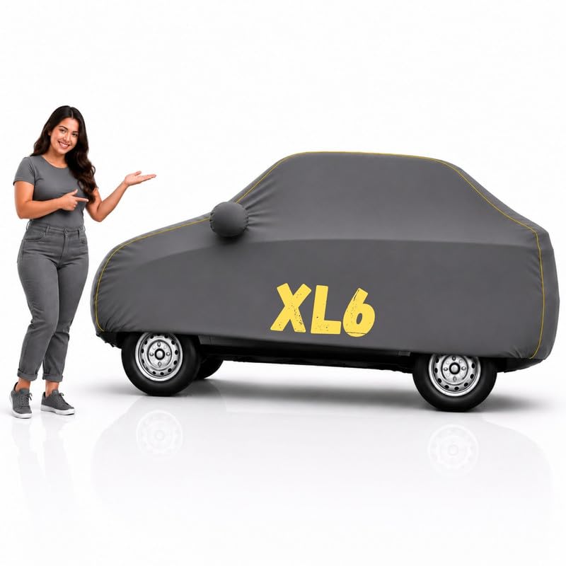 Image of Long-Life 100% Waterproof XL6 Car Body Cover for Dust & Rain, Compatible with All Models of XL6 Car Cover, Comes with Bird Droppings, Scratch, UV and Paint Protection - Grey