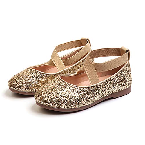 YIBLBOX Girl's Glitter Ballet Flats Ballerina Mary Jane Princess Wedding Dress Shoes Sparkle Dress up Shoes