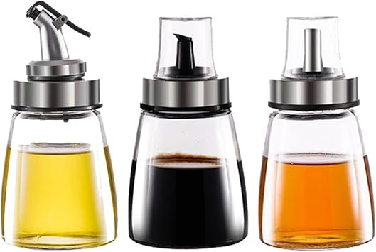 Small Oil Can, Glass Lecythus Oil Bottle Leakproof Seasoning Bottle Soy Sauce Bottle Vinegar Pot 160mlD