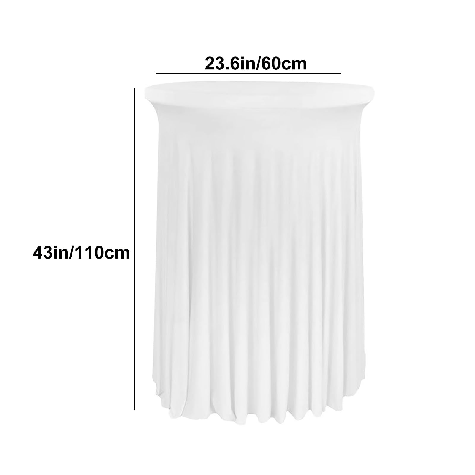 Nowoczesna okrągła spódnica stołowa rozciągliwy obrus koktajlowy na wesela, imprezy i wydarzenia, elegancka spódnica na biurko na bankiety i hotele (biała 60 x 110 cm)