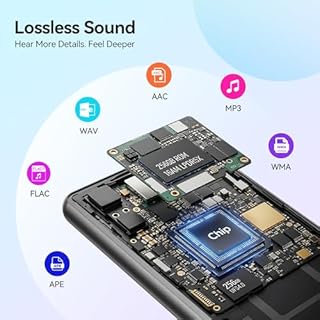 AGPTEK 128GB MP3 Player with Bluetooth 5.4, M6 2.4 inch Music Player with One-Click Recording, Built in Speaker and FM Radio, Touch Buttons(Black)