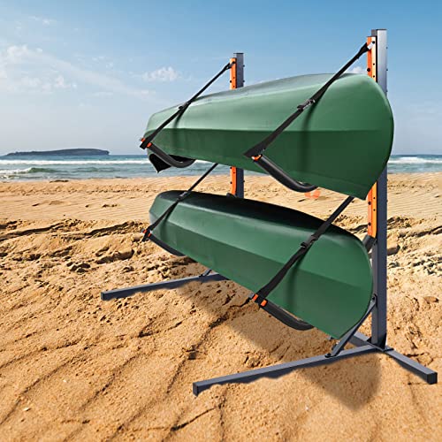 UOKRR Kayak Storage Rack, Heavy Duty Freestanding Dual Storage Rack with Hooks, Height Adjustable for 2 Kayaks, SUPs, Paddle Boards and Canoes - Thumbnail 7