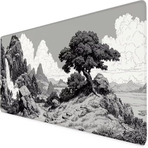 Mouse pad noir XXL 600 x 300 mm sous-main antidérapant grand tapis de souris ordinateur