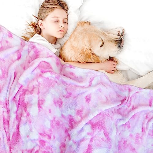 MUGD Soft Blankets Fleece Soft Fuzzy Throw Blanket Pink Warm Throw Blanket for Bed