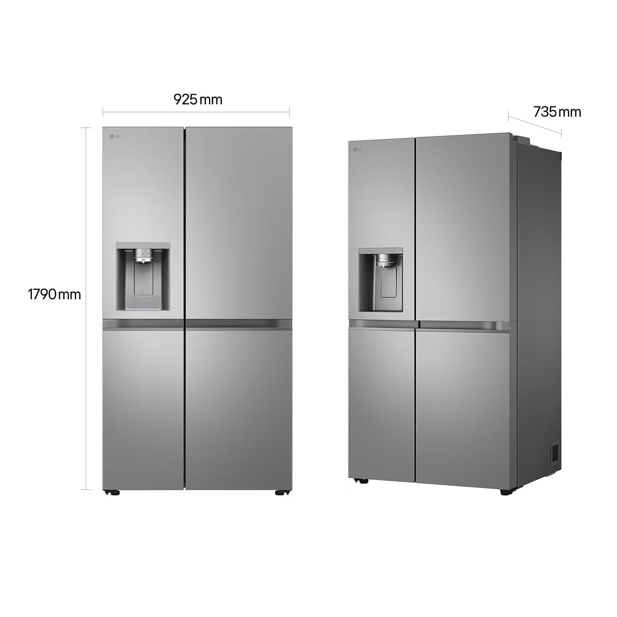 LG GSLE81PYBC Side-by-Side Kühlschrank mit Gefrierfach (628 L, Energieklasse C) mit Eis- und Wasserspender, Multi-Airflow, DoorCooling+, Silber