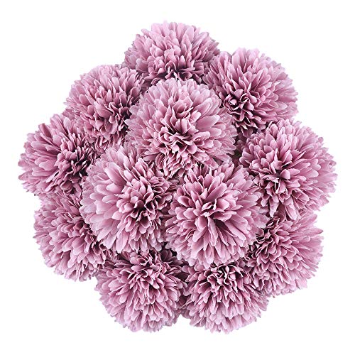 Tifuly Künstliche Hortensie Blumen, 11 Zoll Seide Pompon Chrysantheme Kugel Blumen für Hausgarten Party Büro Dekoration, Braut Hochzeitssträuße, Blumenschmuck, Mittelstücke
