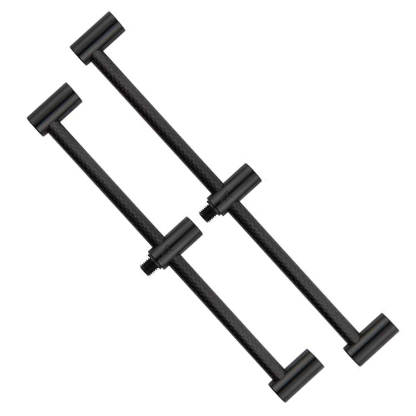 Fox Black Label Carbon 3 Rod Buzz Bars 220mm - 250mm | Designed to Hold Bite Alarms Rod Rests and Butt Rests | 3K Carbon and Black Anodized Aluminium | 12mm Diameter | Code CBB046.