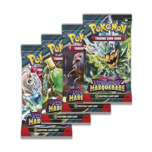 Pokémon TCG Twilight Masquerade Booster Packs x4 Official Scarlet & Violet Series | 10 Cards per Pack | Gift for Kids Collectors & Pokémon Fans | Chance for Ultra Rare & Gold Cards