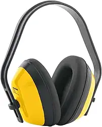 Protetor Auricular Tipo Concha, Abafador de Ruídos Profissional, Ajustável, Amarelo e Preto