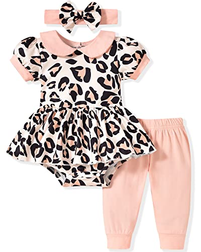 fioukiay Pink 3-6 Months Baby Girls Clothes Infant Girls Leopard Outfits Pants Clothing Set Spring Summer Outfits