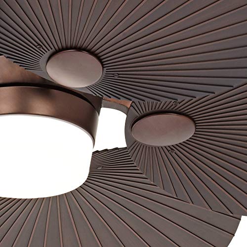 Casa Vieja 52" Casa Breeze Tropical Coastal Indoor Outdoor Ceiling Fan With Light Led Remote Control Oil Brushed Bronze Palm Leaf Damp Rated For Patio Exterior House Porch Gazebo Garage Barn #TOP2