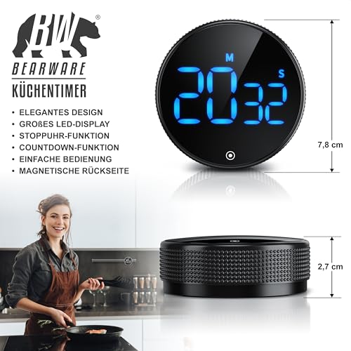 Digitaler Küchentimer mit großem LED Display und einstellbarem Alarmton