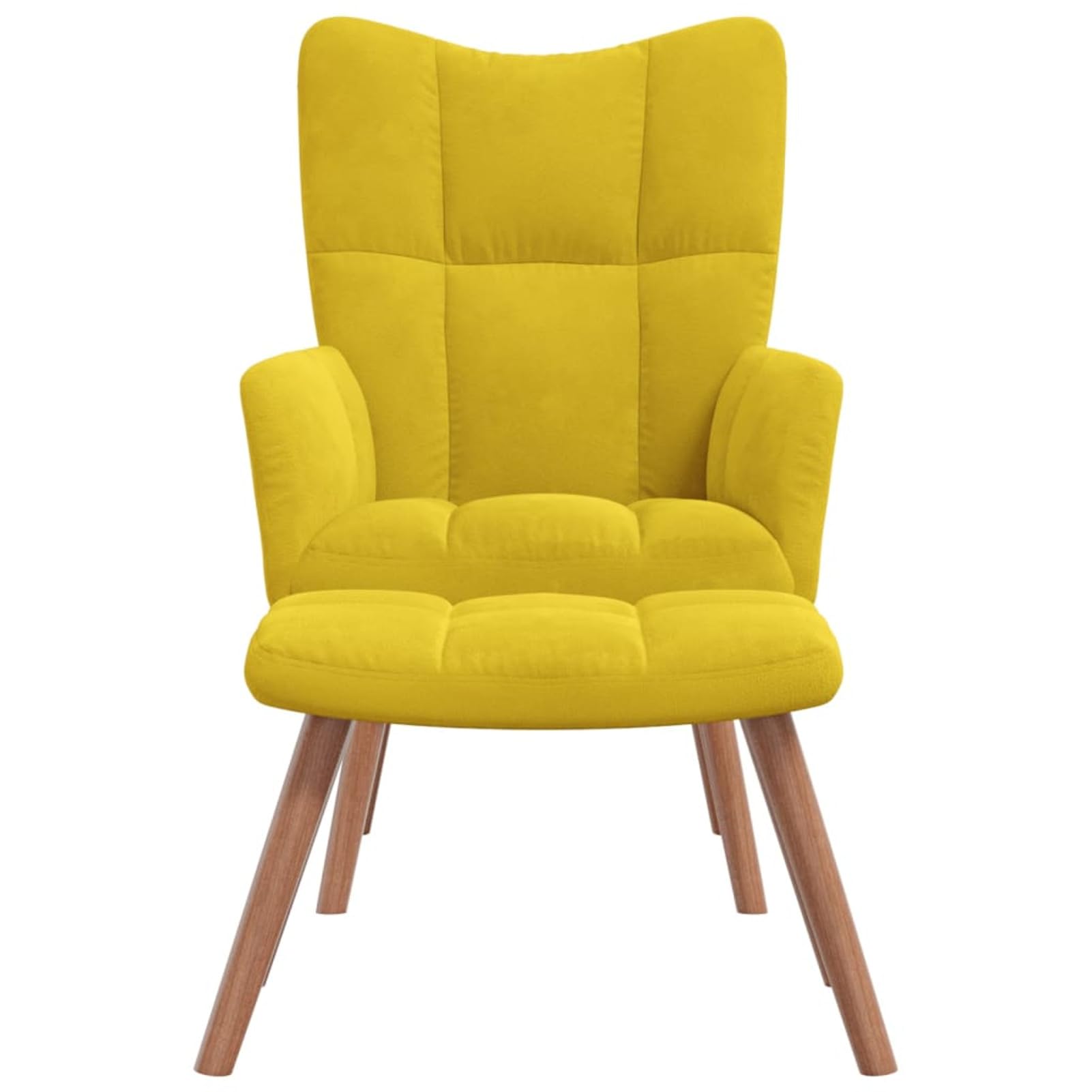 Relaxsessel mit Hocker Senfgelb Samt Lesestuhl Bequemer Sessel Reading Chair - 328069