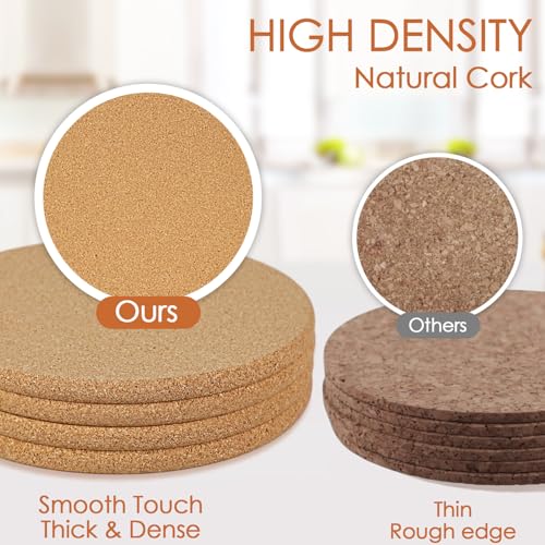 Image of 4 Pack Cork Trivets for Hot Dishes, 9.5 inch High-Density Thick Cork Trivets for Hot Pots and Pans, Heat Resistant Cork Hot Pads for Kitchen, Multifunctional Cork Coasters for Countertop Wooden Table