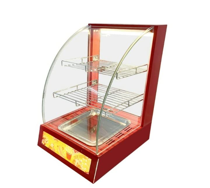 Image of Shoppers Hub PNQ 2 Shelf based Single Food Warmer Showcase Heat Display Insulation Moisture Cabinet for Snacks and Other Food Items for Duty Use in Cafes,Bakeries,(Showcase Size .38x46x60cm,Color.Red)