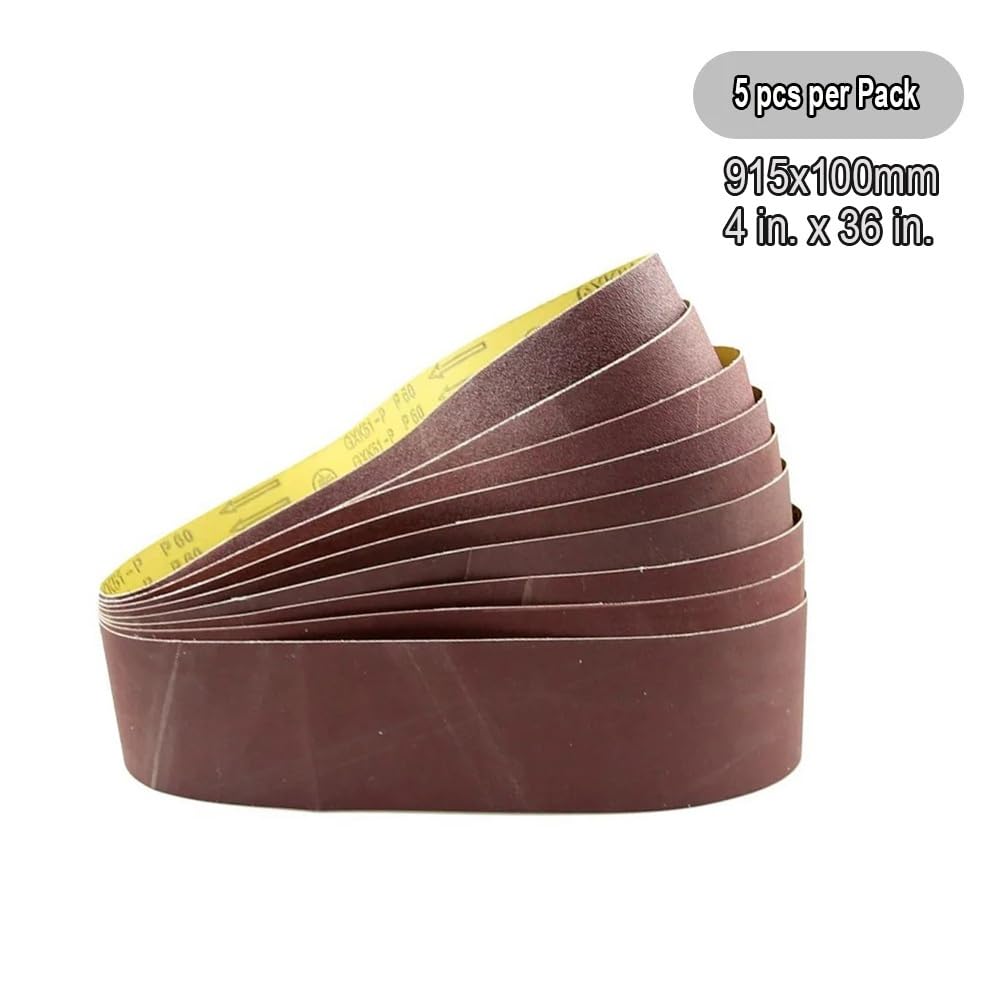 Bandas de lija de 4" x 36" - 5 bandas abrasivas de óxido de aluminio for lijar madera, granos 150-1000(40mesh)