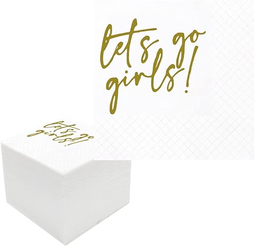 LETS GO GIRLS Servilletas de cóctel, paquete de 100 servilletas doradas de LETS GO GIRLS Cowgirl Disco Last Rodeo Nashville para despedida de