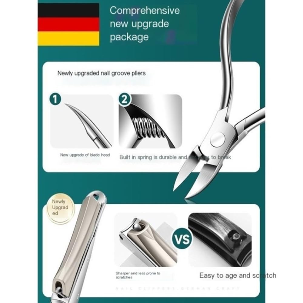 Zestaw do obcinania paznokci Nail clipper set for home nail clipper groove for men and women manicure tool import pliers nożyczki do paznokci dla mężczyzn i kobiet(Green)