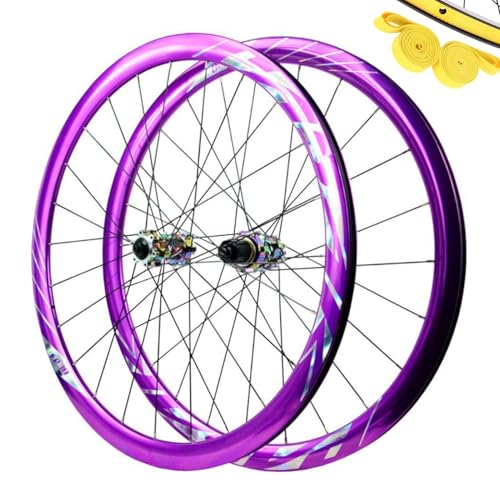 ZECHAO Juego de ruedas de bicicleta todoterreno 700C, llantas de doble pared, delanteras, 2 traseras, 4 rodamientos, radios rectos de 24 horas, 7-12 velocidades, compatible con juego de ruedas 700C x