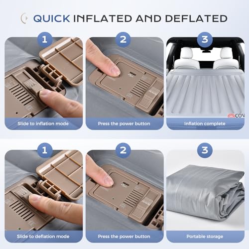 Image of Coverado SUV Air Mattress with Wireless Built-in Pump & Pillows, Durable Thickened 300D Oxford Fabric Car Air Bed for Camping, Quick Easy Set-Up, Universal Air Mattress for SUVs, Minivans