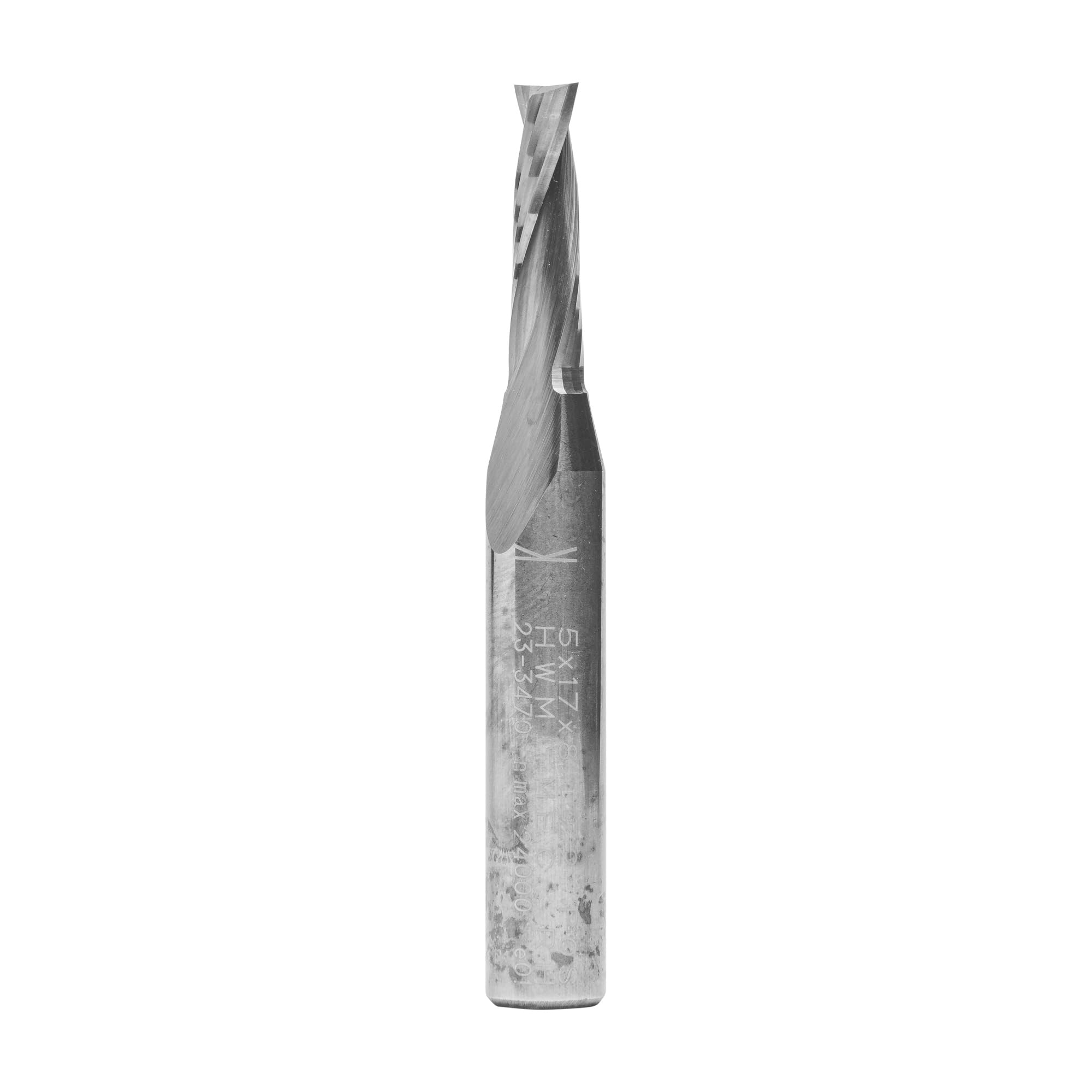 ENT 10024 Fraise à rainurer hélicoïdale Carbure monobloc, Queue (S) 8 mm, Diamètre (D) 5 mm, NL 17 mm, GL 60 mm