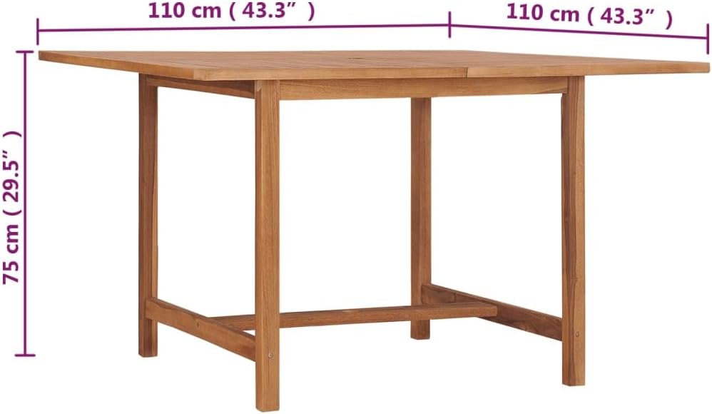 Enhance Your Outdoor Space with Solid Wood Dining Table, Durable Teak, Weather-Resistant, Classic Design, 43.3" Square