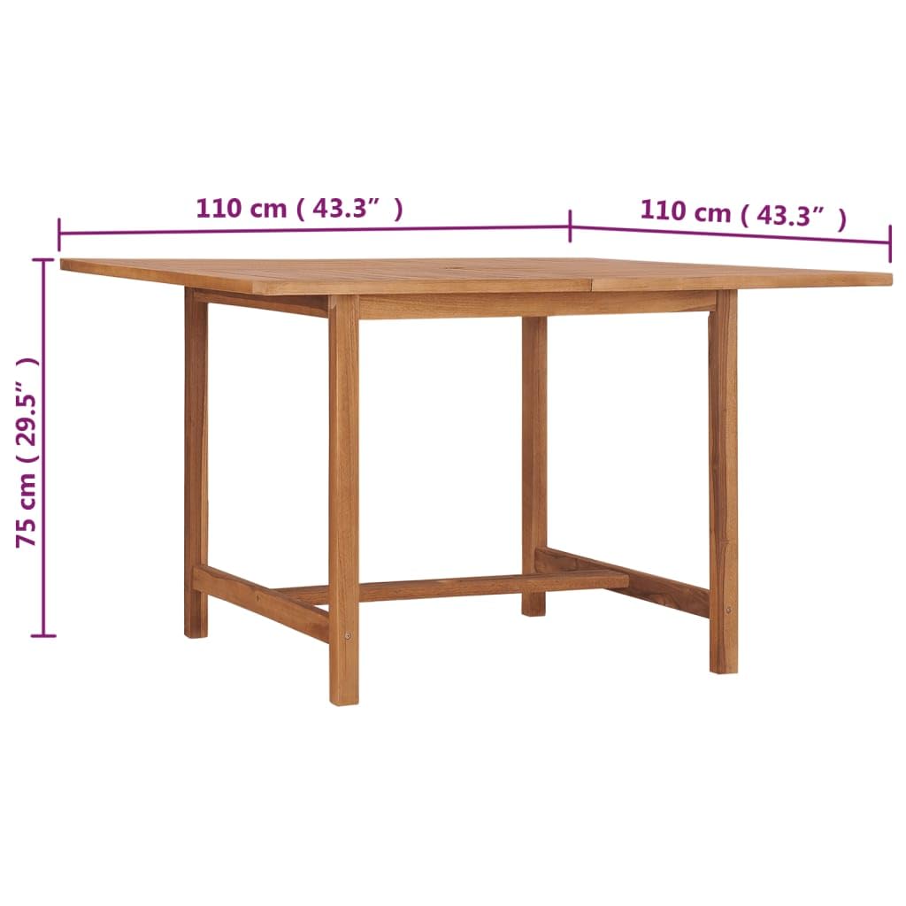 Klasyczny stół ogrodowy z litego drewna tekowego, 110 x 110 x 75 cm, z wykończeniem na bazie wody, bardzo gruby blat 2,2 cm i wytrzymałe nogi 4 x 4, do użytku wewnątrz i na zewnątrz