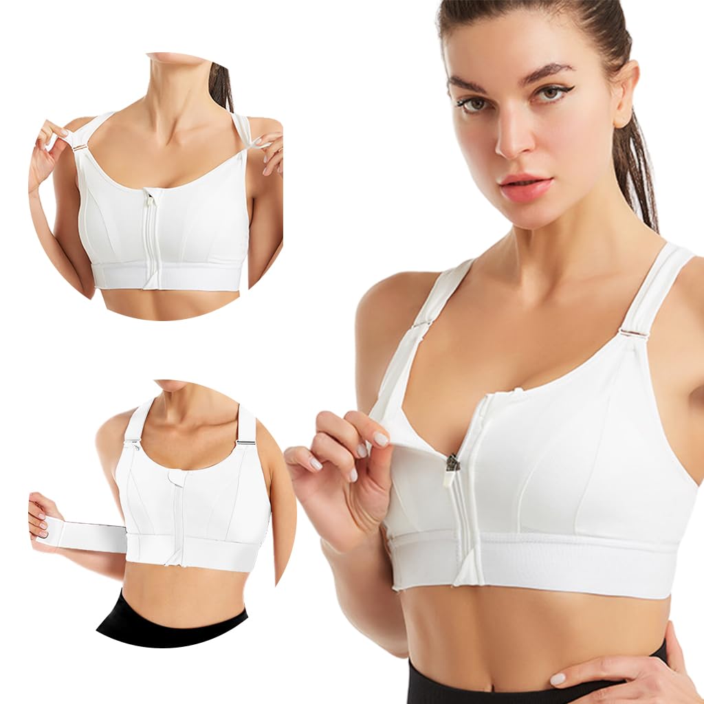 palay Sports Bra for Women High Impact Work Out Bra with Support Front Zipper Gym Padded Bras with Adjustable Straps Racerback Bras for Running, Cycling, Aerobics, Boxing, L-picture-27