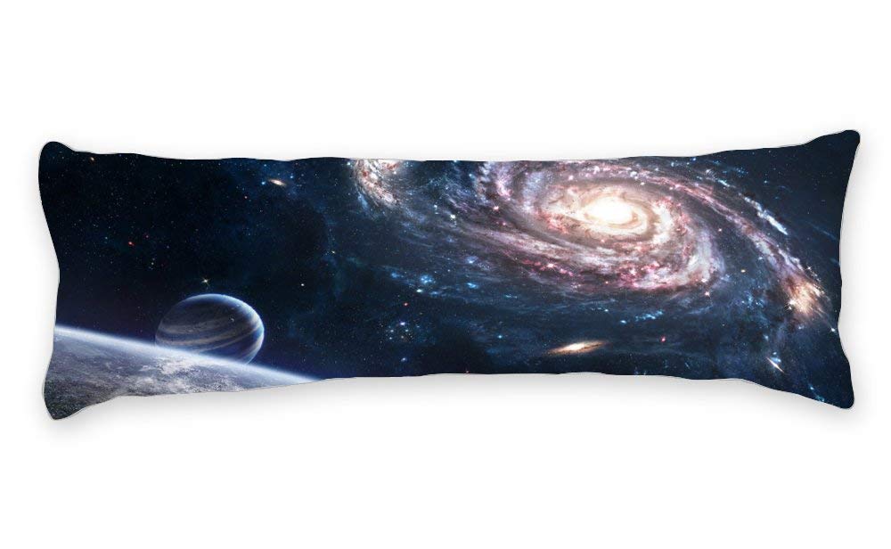 AILOVYO Galaxy World Machine Washable Silky Shiny Satin Decorative Body Pillow Case Cover, 20-Inch x 54-Inch