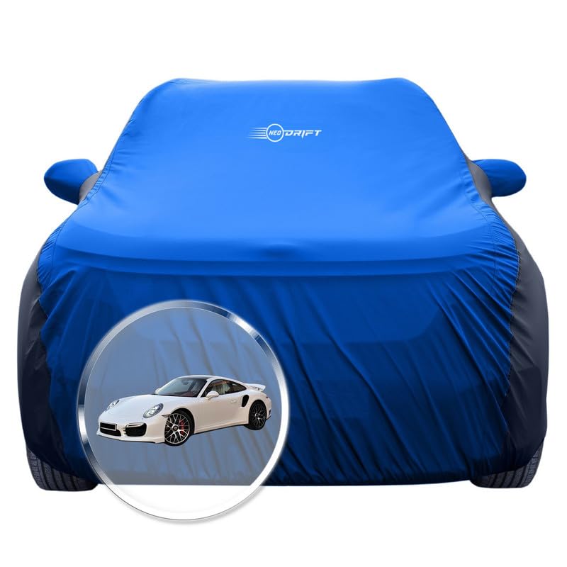 Image of NEODRIFT 'SuperTech' Car Cover for Porsche 911 (100% Water-Resistant, All Weather Protection, Tailored Fit, Multi-Layered & Breathable Fabric) (Colour: Sky Blue+Black)
