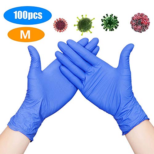 Rareccy 100PCS Disposable Nitrile Gloves Exam Gloves Latex-Free, Powder-Free Glove for Cleaning, Mechanics