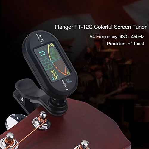 Sintonizador de tela colorido Flanger FT 12C com suporte de clipe para violão baixo, ukulele, violin