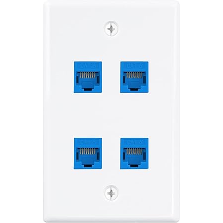 Iwillink Placa de pared Ethernet de 4 puertos, placa de pared Keystone ...