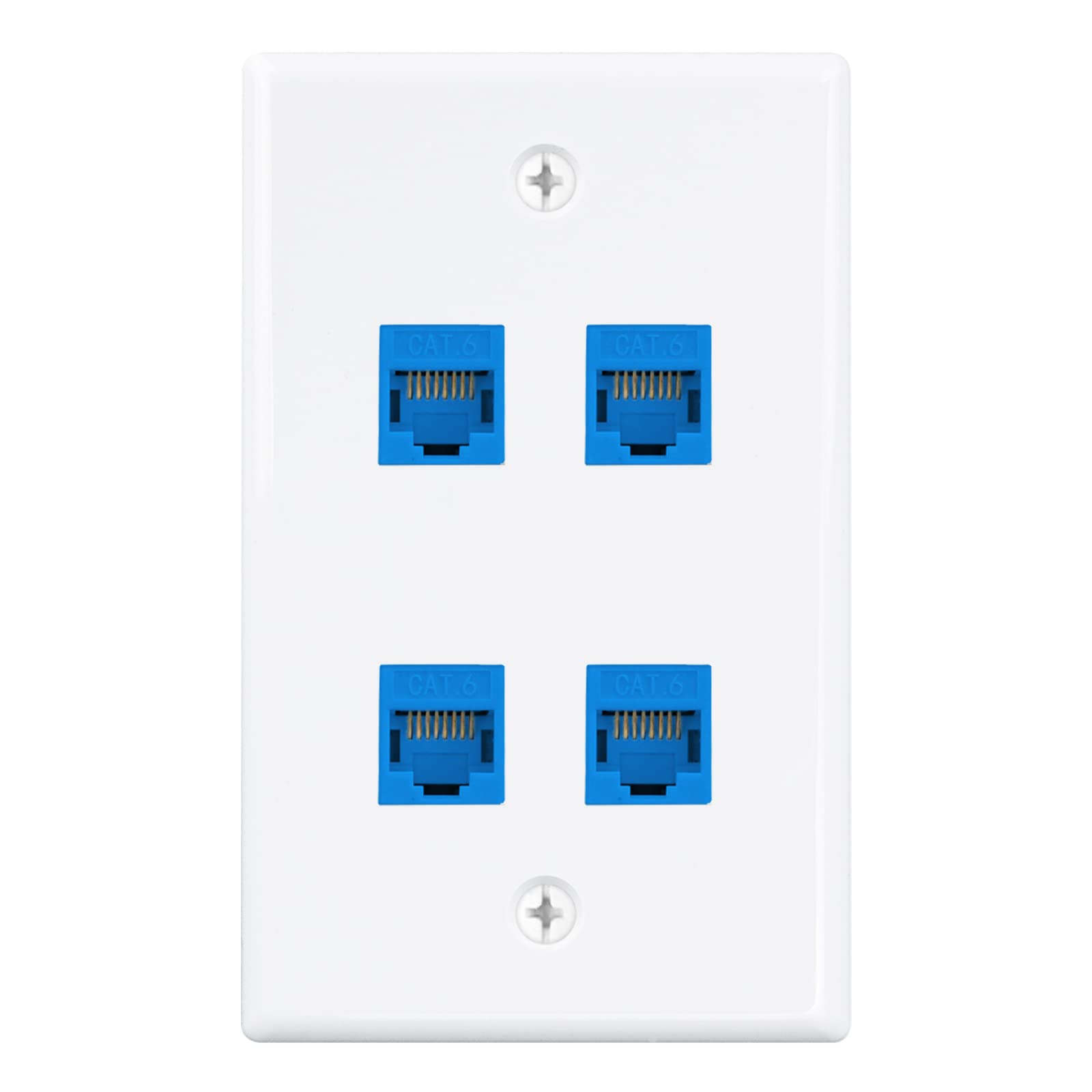 iwillink 1-Pack Cat6 Ethernet Wall Plate, 4-Port RJ45 Wall Plate, Blue
